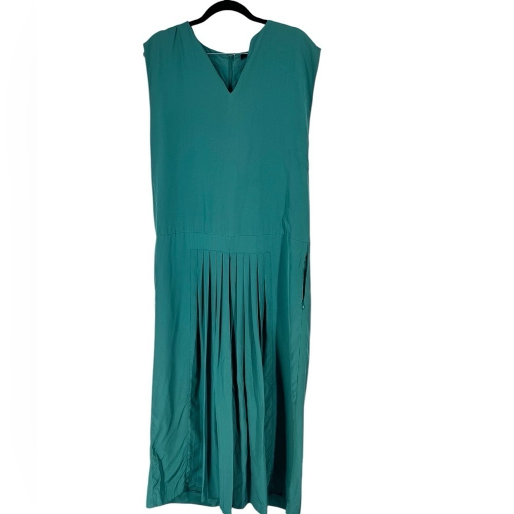 Tibi silk Wideleg pleated jumpsuit 4 green sleeveless